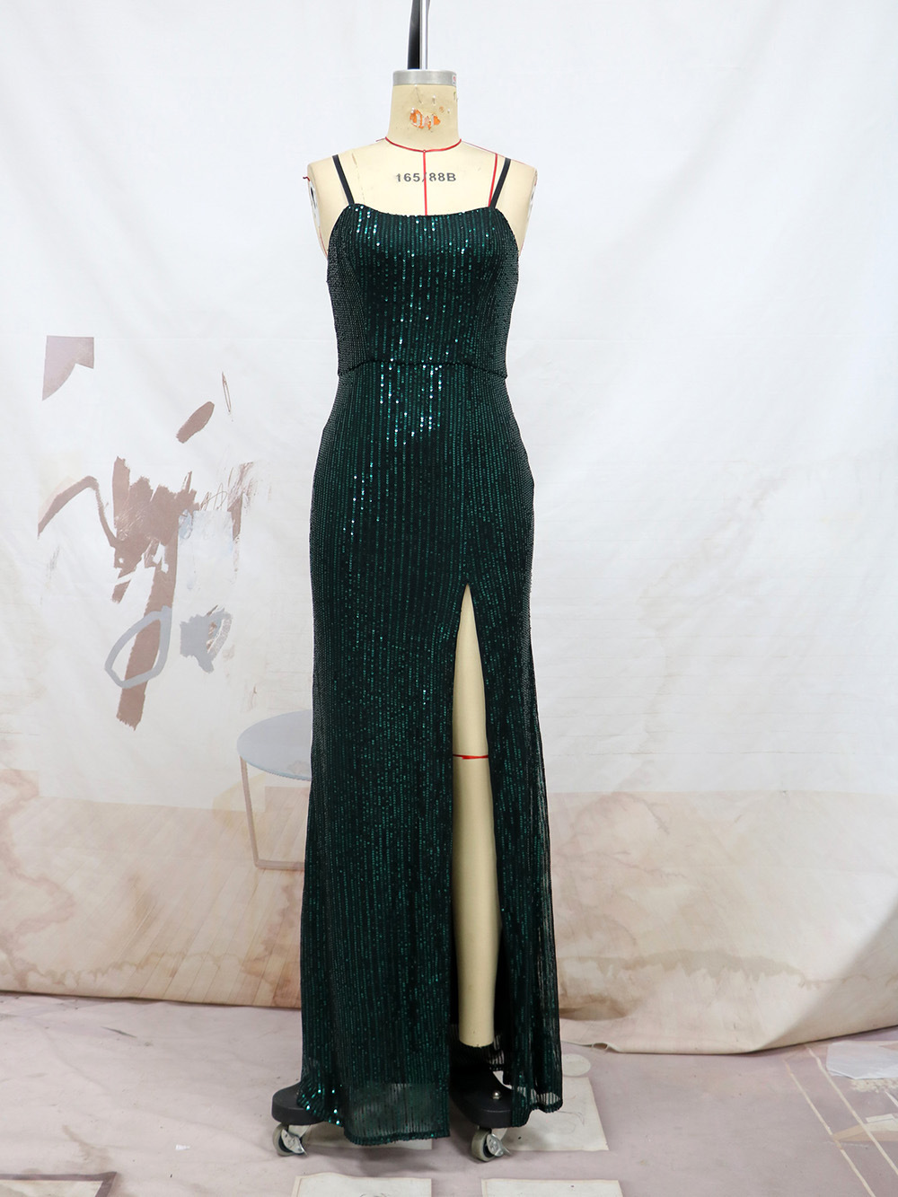 Sexy Sleeveless Printed Elastic Slit Suspender Mesh Dress main image 1