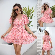 V-neck short sleeve dress