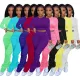 Oversized high waist elastic flare pants two-piece set