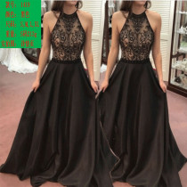 LACE NECK SLEEVELESS DRESS