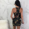 Sexy camouflage print dress with one side opening in stock