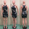 Sexy camouflage print dress with one side opening in stock
