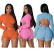 Fashion sexy popcorn backless two-piece set