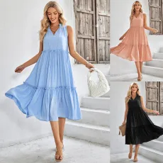 Casual V-neck sleeveless loose dress