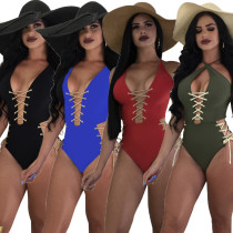 European and American sexy strap one-piece swimsuit