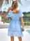 Casual square neck solid color bubble sleeve dress