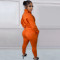 Autumn and winter printed letter plush pullover zipper casual sports suit
