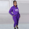 Autumn and winter printed letter plush pullover zipper casual sports suit