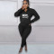 Autumn and winter printed letter plush pullover zipper casual sports suit