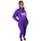 Autumn and winter printed letter plush pullover zipper casual sports suit
