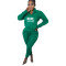 Autumn and winter printed letter plush pullover zipper casual sports suit