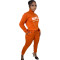 Autumn and winter printed letter plush pullover zipper casual sports suit