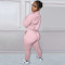 Autumn and winter printed letter plush pullover zipper casual sports suit