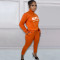 Autumn and winter printed letter plush pullover zipper casual sports suit