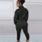 Autumn and winter printed letter plush pullover zipper casual sports suit
