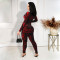 New casual fashion sports printed long sleeved trousers two-piece set