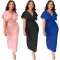 Fashion casual split V-neck short sleeve multicolor dress