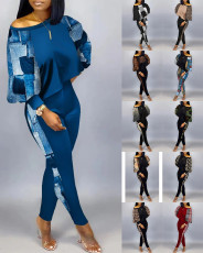 Popular new fashion print 2-piece suit