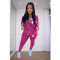 Printed zipper casual sports suit