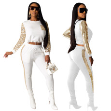 Crew neck long sleeve trousers sports suit