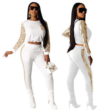 Crew neck long sleeve trousers sports suit