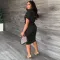 Short sleeve slit shirt dress with belt