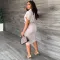 Short sleeve slit shirt dress with belt