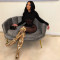 Sexy perspective screen long sleeve two-piece set