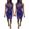 Bead embroidered sleeveless perspective sexy dress