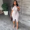 Short sleeve slit shirt dress with belt