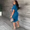 Short sleeve slit shirt dress with belt