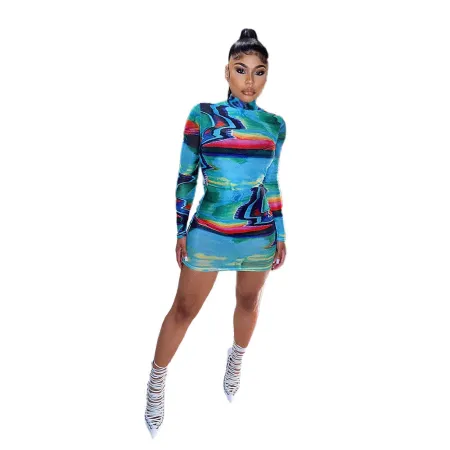 New sexy fashion dress graffiti print dress
