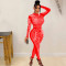 Mesh ironing long sleeved trousers jumpsuit