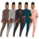 Invisible zipper split trousers printed casual two-piece set