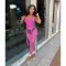 Sexy perspective solid color sports suit