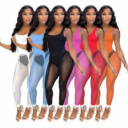 Sexy perspective solid color sports suit