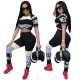 Digital printed short sleeve trousers suit
