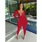 Sexy Deep V Long Sleeve Pants Set