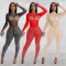Mesh ironing long sleeved trousers jumpsuit