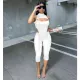 Sexy sleeveless half high neck capris two-piece set