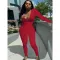 Sexy Deep V Long Sleeve Pants Set