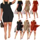 High Neck Solid Wrap Slit Bottom Solid Casual Suit