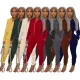 Suede hooded long sleeve sports two-piece set