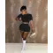 Two piece sexy sports short sleeve shorts