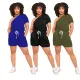Fashion one shoulder short sleeve jumpsuit