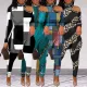 Large sexy slim print off shoulder diamond set