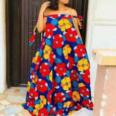 Floral beach skirt off shoulder bandage skirt