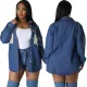 Fashion splicing denim casual coat