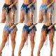 Cowboy shorts with colorful ribbon and tassels