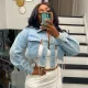 Short frayed denim jacket